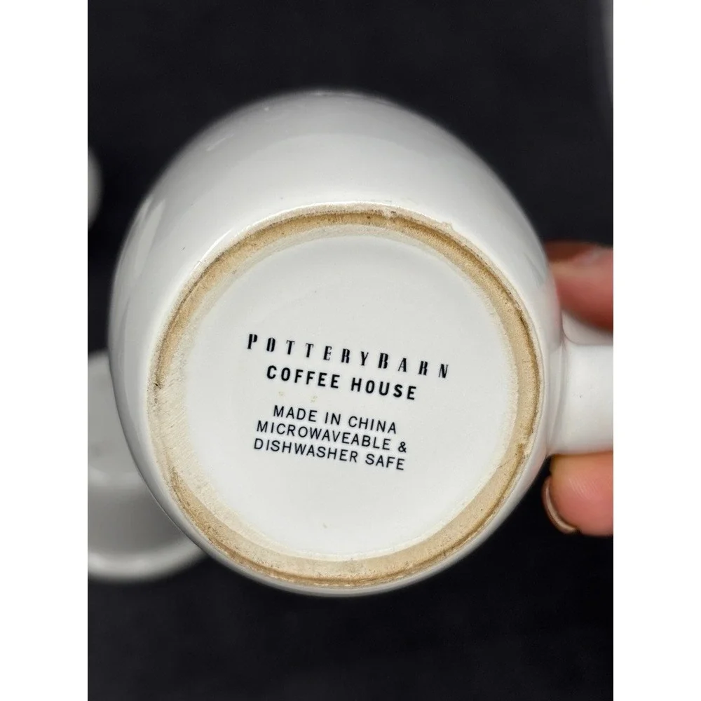 Pottery Barn Coffee House White‎ Ceramic Tea Mug Infuser Lid Set